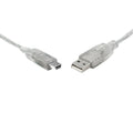 8Ware USB 2.0 Cable 3m A to B 5-pin Mini Transparent Metal Sheath UL Approved - Image 1
