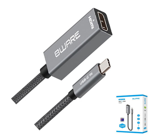 8ware 10cm USB-C to HDMI Male-Female Adapter Converter Cable Retail Pack for PC Laptop iPad  MacBook Pro/Air Surface Dell XPS to Monitor Projector TV - Image 1