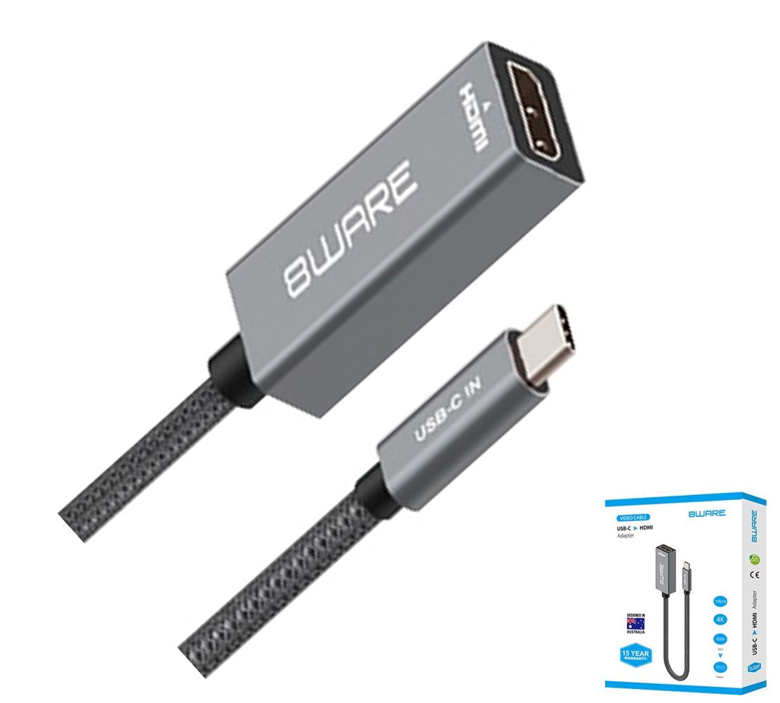 8ware 10cm USB-C to HDMI Male-Female Adapter Converter Cable Retail Pack for PC Laptop iPad  MacBook Pro/Air Surface Dell XPS to Monitor Projector TV - Image 5