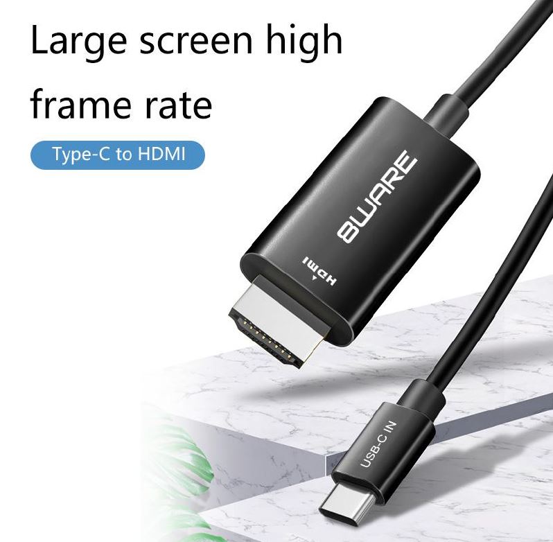 8ware 1m USB-C to HDMI 4K Male to Male Adapter Converter Cable Retail Pack for PC Notebook iPad  MacBook Pro/Air Surface Dell XPS to Monitor Projector - Image 3