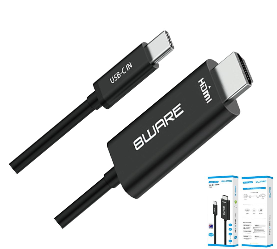 8ware 1m USB-C to HDMI 4K Male to Male Adapter Converter Cable Retail Pack for PC Notebook iPad  MacBook Pro/Air Surface Dell XPS to Monitor Projector - Image 5