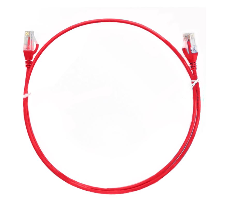 8ware CAT6 Ultra Thin Slim Cable 15m - Red Color Premium RJ45 Ethernet Network LAN UTP Patch Cord 26AWG for Data - Image 1