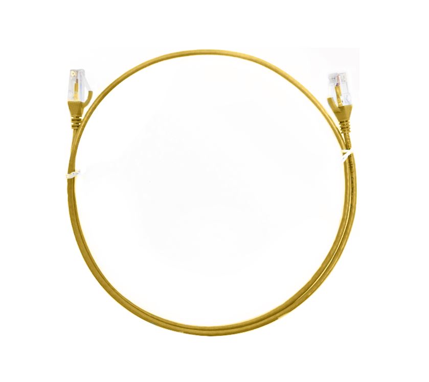 8ware CAT6 Ultra Thin Slim Cable 0.25m / 25cm - Yellow Color Premium RJ45 Ethernet Network LAN UTP Patch Cord 26AWG for Data - Image 1