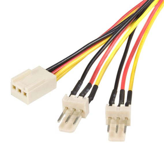 Astrotek Fan Power Cable 20cm - 2x3pin Male to 3 pins Female - for Computer PC Cooler Extension Connectors Black Sleeved - Image 2