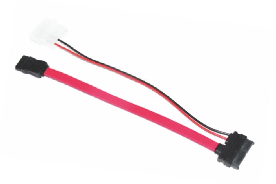 Astrotek Slim SATA Cable 30cm + 10cm 6 pins + 7 pins to 4 pins + 7 pins Red Colour - Image 2