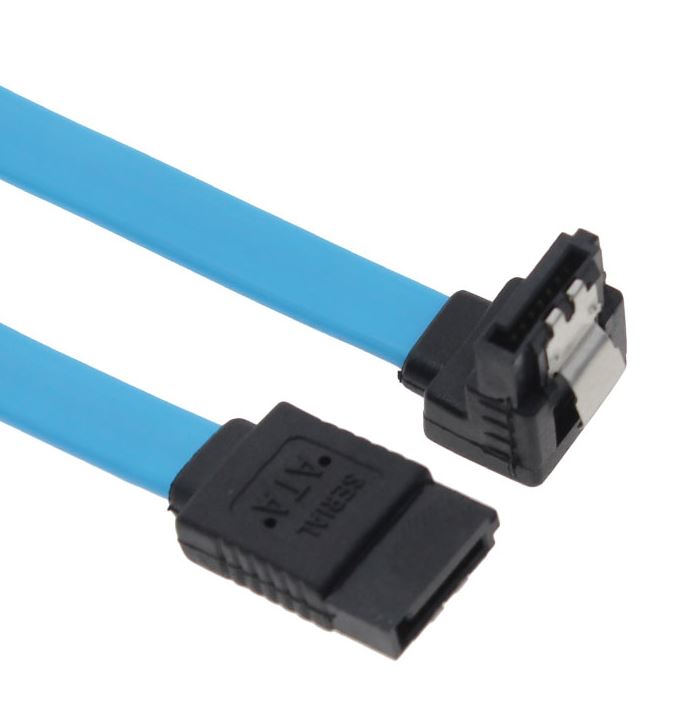 Astrotek SATA 3.0 Data Cable 50cm Male to Male 180 to 90 Degree with Metal Lock 26AWG Blue LS - Image 1