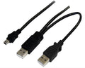Astrotek USB 2.0 Y Splitter Cable - Type A Male to Mini B 5 pins 1m + USB Type A Male 2m Black Colour Power Adapter Hub Charging 20cm - Image 1