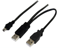 Astrotek USB 2.0 Y Splitter Cable - Type A Male to Mini B 5 pins 1m + USB Type A Male 2m Black Colour Power Adapter Hub Charging 20cm - Image 1