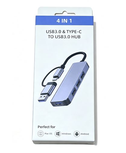 Astrotek 4 Port High speed USB3.0 HUB U-Disk USB-A Keyboard Mouse Gamepad with USB A adapter Compatible with both USB A and USB C - Image 2