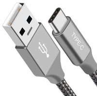 Astrotek 1m USB-A  to Type-C Data Sync Charger Cable Silver Strong Braided Heavy Duty Fast Charging for Samsung Galaxy Note S8 Plus LG Google Macbook - Image 1