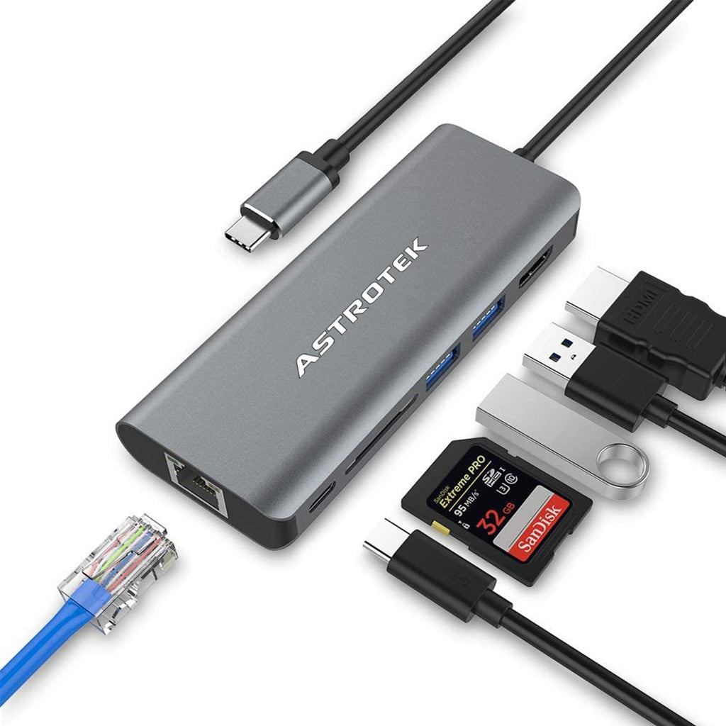 Astrotek USB-C Dock 6-in-1 Multiport Hub/Docking Station with 60W Power 1xHDMI 4K GLAN 2xUSB3.0 Card Reader for HP Lenovo Asus MacBook Chromebook - Image 5