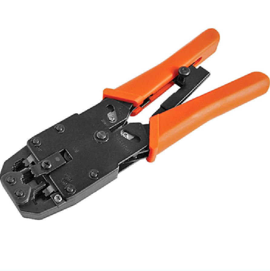 Astrotek 8 pins RJ-45 6 pins RJ-12 4 pins RJ-11 Crimper Cut Strip Crimping Tool Kit with Ratchet Orange Colour Hood RoHS ~CBC-RJ1245 - Image 1