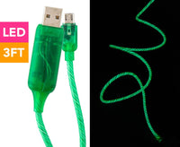 Astrotek 1m LED Light Up Visible Flowing Micro USB Charger Data Cable Green Charging Cord for Samsung LG Android Mobile Phone - Image 2
