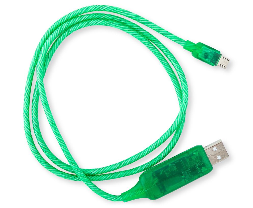 Astrotek 1m LED Light Up Visible Flowing Micro USB Charger Data Cable Green Charging Cord for Samsung LG Android Mobile Phone - Image 1