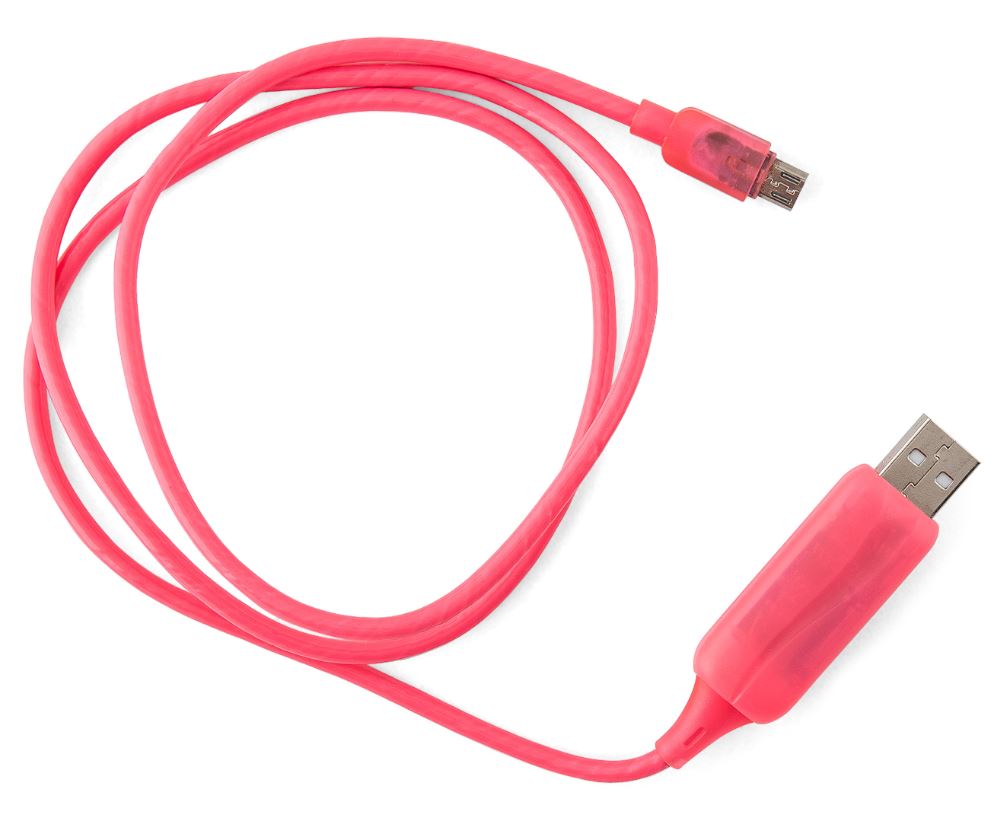 Astrotek 1m LED Light Up Visible Flowing Micro USB Charger Data Cable Pink Charging Cord for Samsung LG Android Mobile Phone - Image 1