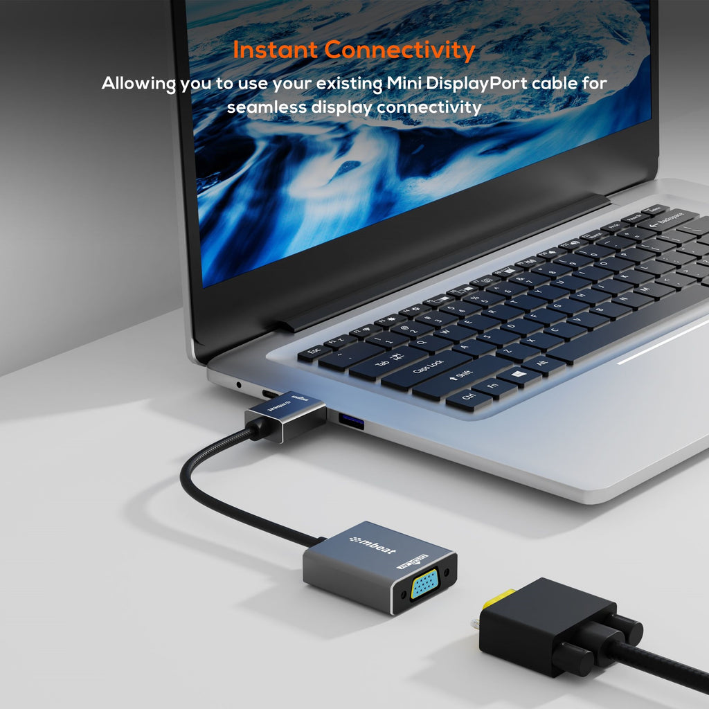 mbeat® Tough Link HDMI to VGA Adapter  HDMI Support Version: 2.1  Cable Length: 15cm  Up to 1080p@60Hz (1920×1080).Package Weight: 61.7g - Image 2
