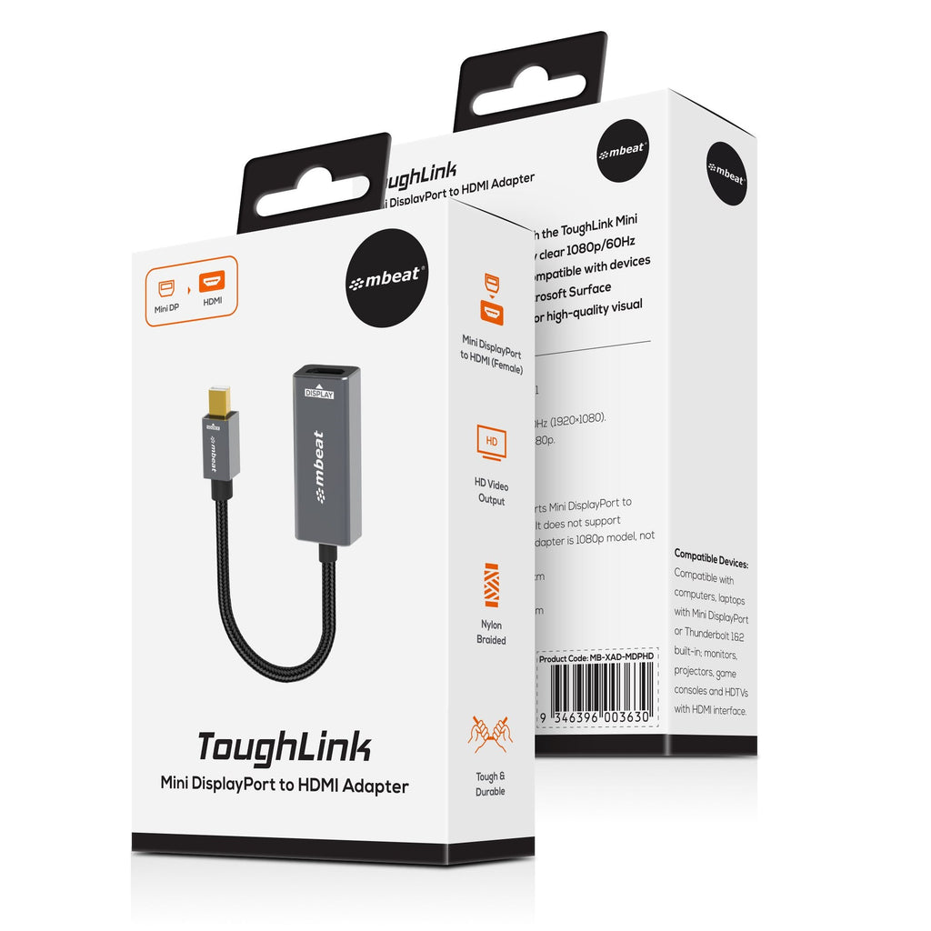 mbeat® Tough Link Mini DisplayPort to HDMI Adapter  Seamless Connectivity  HDMI Version: 1.3  1080p@60Hz HD display Package Weight: 42.5g - Image 4