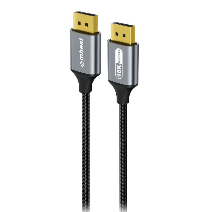 mbeat® Tough Link 1.8m 16K DP to DP Cable - Space Grey 40Gbps 180cm × 2.2cm × 1.10cm - Image 1