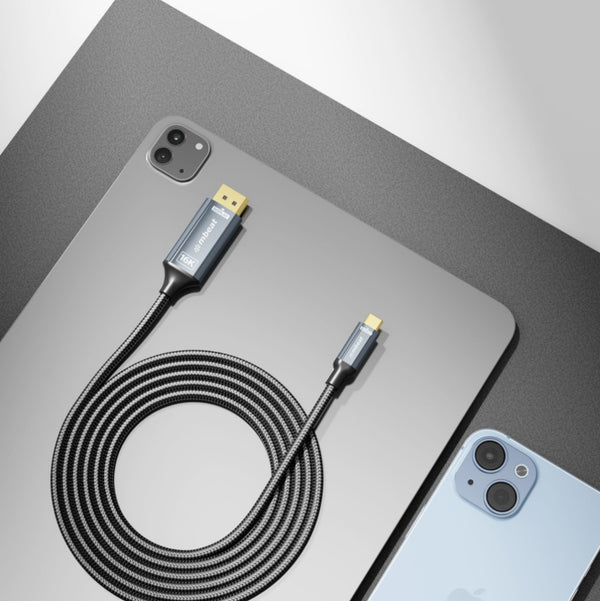 mbeat® Tough Link 1.8m 16K USB-C to DP Cable - Space Grey 40Gbps USB-C (male) to DisplayPort 2.1 (male)