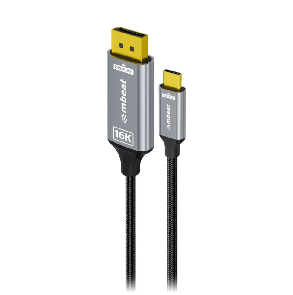 mbeat® Tough Link 1.8m 16K USB-C to DP Cable - Space Grey 40Gbps USB-C (male) to DisplayPort 2.1 (male) - Image 5