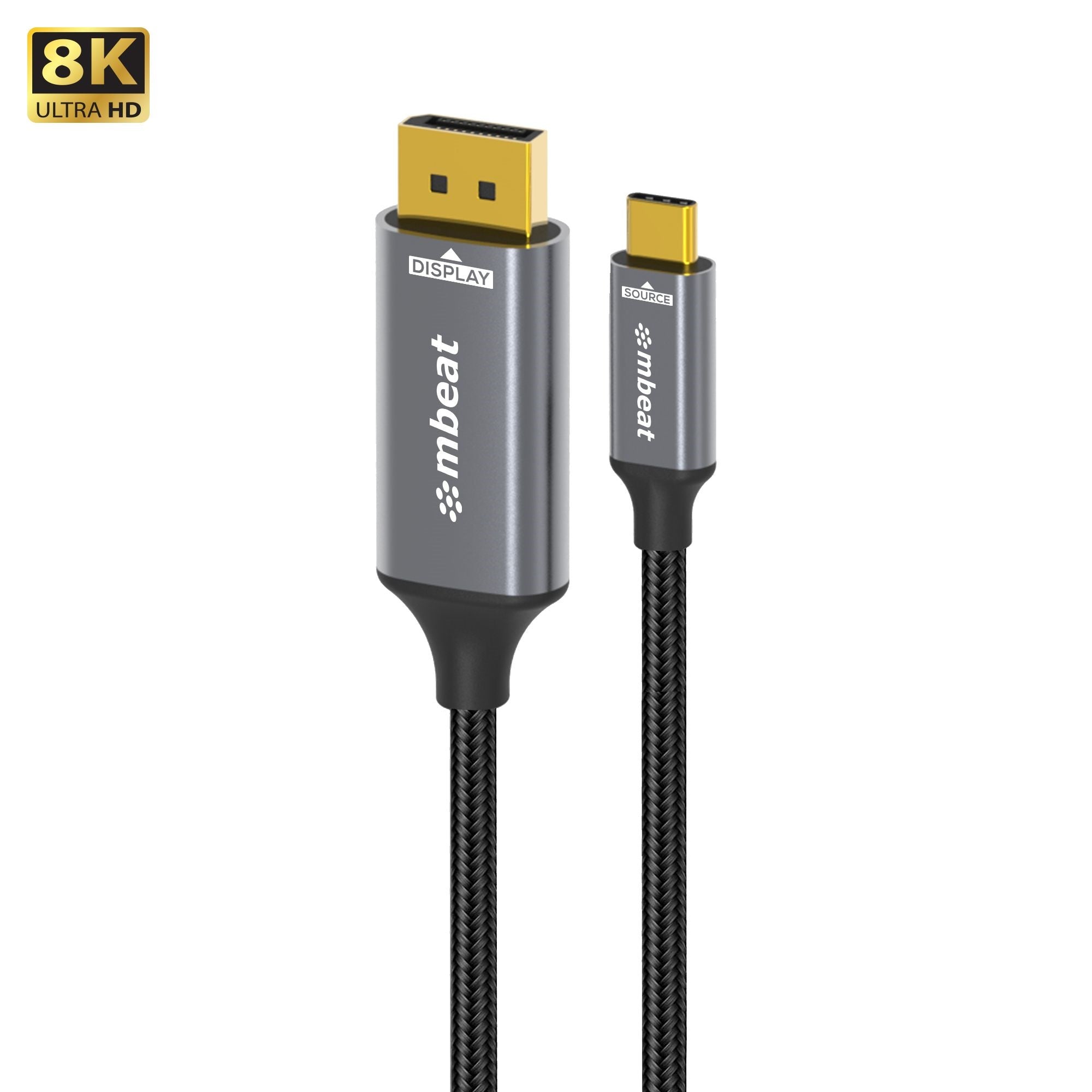 mbeat® Tough Link 8K 1.8m USB-C to DisplayPort Cable  Up to 8K@60Hz (7680×4320) USB-C Version: 3.2 Gen 2 Product Weight: 76.3g - Image 1