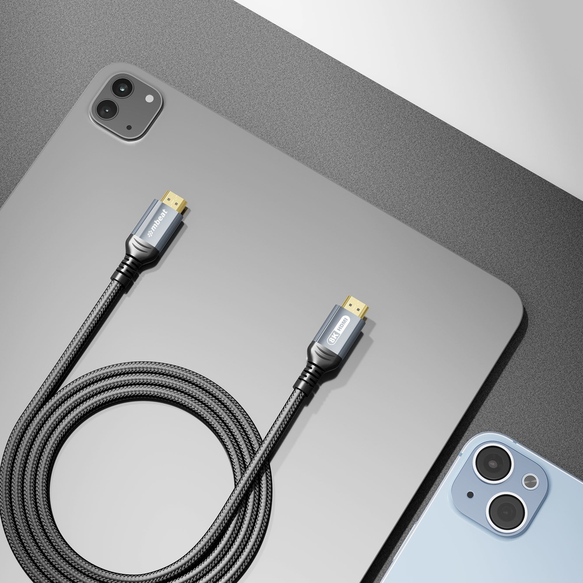 mbeat® Tough Link 1.5m Certified 8K HDMI Cable - Space Grey  HDMI 2.1 (male) to HDMI 2.1 (male) 50cm × 2.02cm × 1.13cm - Image 3