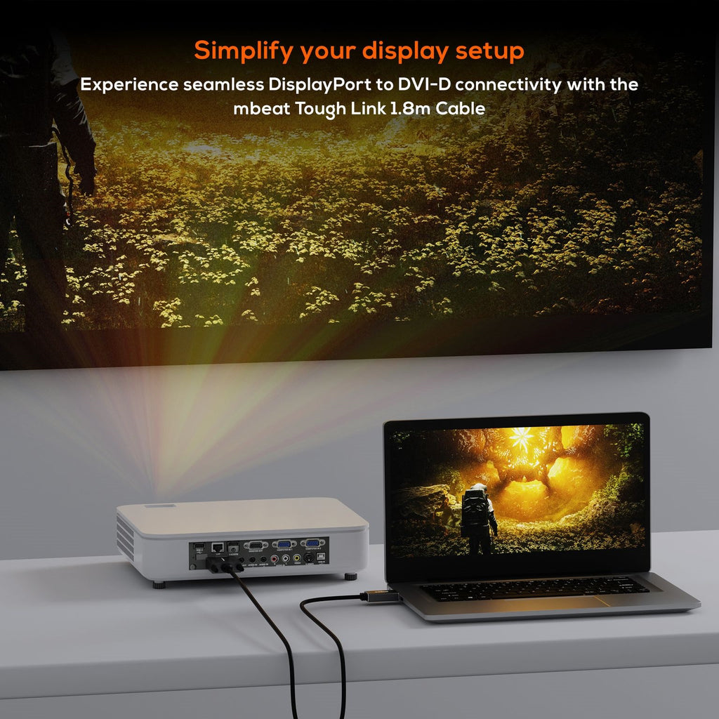 mbeat® Tough Link 1.8m DisplayPort to DVI-D Cable Effortless plug and play Resolutions up to 1080p/60Hz (1920×1080) Package Weight: 164g - Image 2