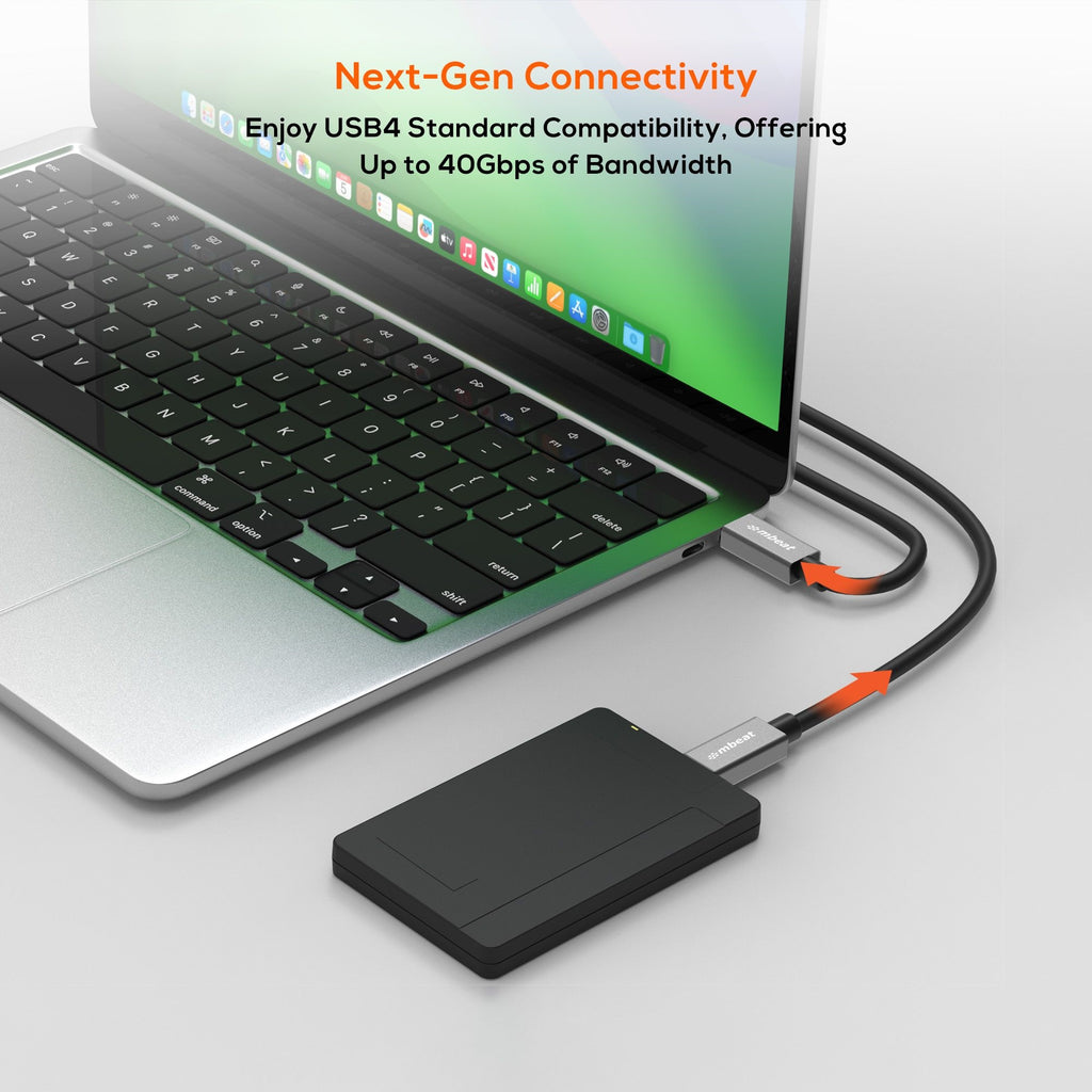 mbeat® Tough Link 1m USB 4.0 USB-C Cable - Space Grey Video Resolution: Maximum 8K/60Hz Package Weight: 85g USB-C 4.0 Product Weight: 60g - Image 2