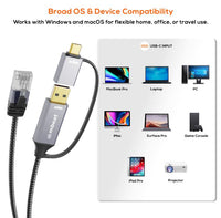 mbeat® Tough Link 2m USB & USB-C to RJ45 Ethernet Cable - Space Grey - Image 4