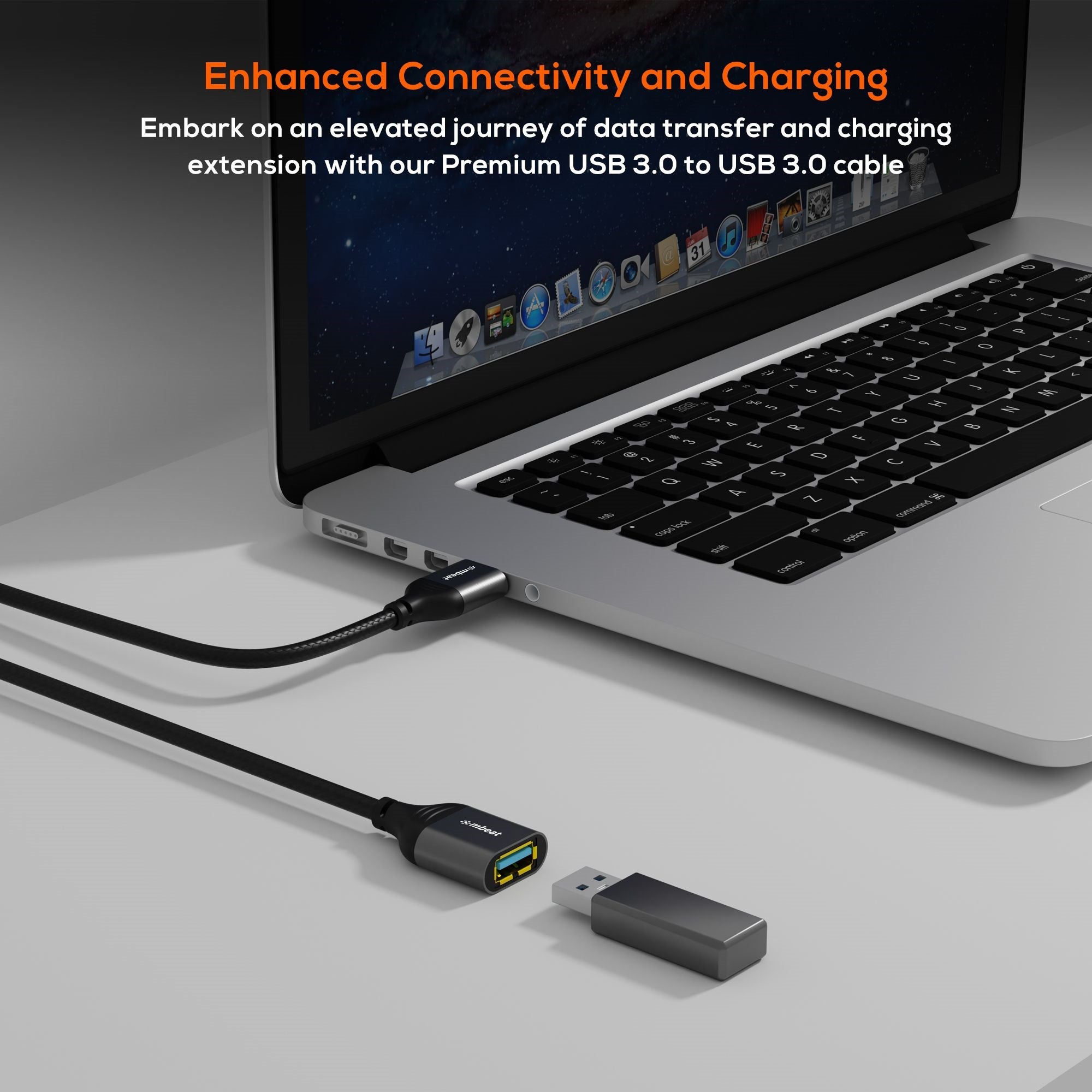 mbeat® Tough Link 1.8m USB 3.0 to USB 3.0 Extension Cable  Plug-and-Play Adaptive Practicality Speed: 5Gbps Package Weight: 96g - Image 2