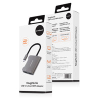 mbeat® Tough Link USB-C to Dual 4K HDMI Adapter DisplayPort Alt Mode HDMI USB-C Cable Legnth 17.5cm - Space Grey - Image 4