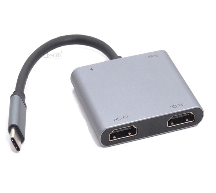 Oxhorn 4-in-1 USB-C to 2x HDMI 1xUSB3.0 1xUSB-C Charging Port 100W Power Delivery Support 4K@30Hz Displays - Image 2