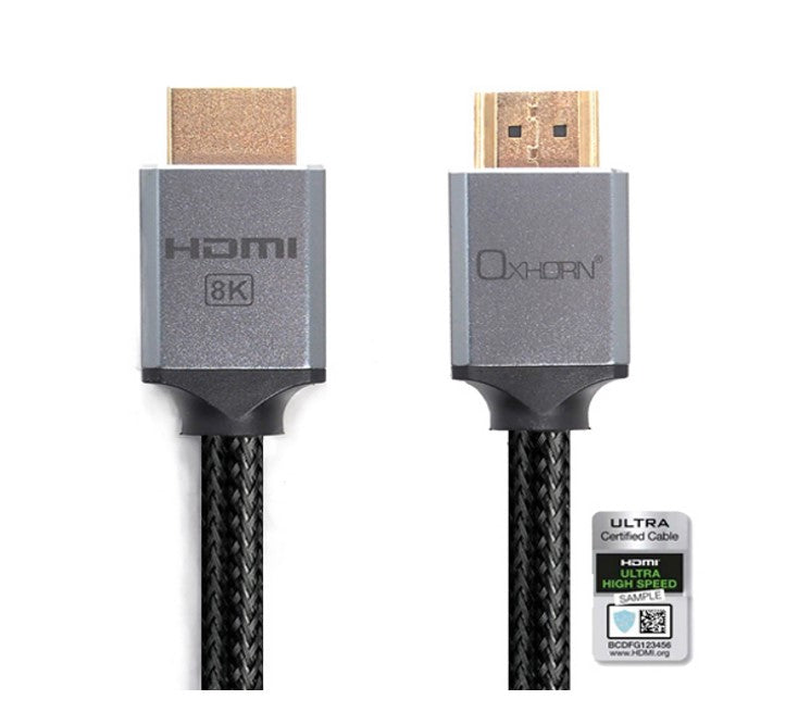 Oxhorn HDMI2.1 8K@60Hz 3D Ultra Certified Ethernet Aluminum Header Cable 5m Male to Male Retail Pack - Image 5
