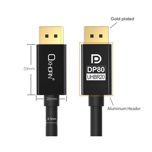Oxhorn 4K DisplayPort 2.1 DP80 Cable 1m Male to Male V2.1 16K@60Hz Gold-Plated Aluminum High Speed VESA Certified  for Gaming Monitor TV PC Laptop - Image 2
