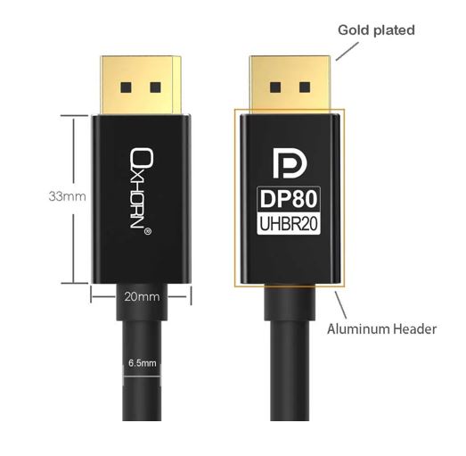 Oxhorn 4K DisplayPort 2.1 DP80 Cable 5m Male to Male V2.1 16K@60Hz Gold-Plated Aluminum High Speed VESA Certified  for Gaming Monitor TV PC Laptop - Image 2