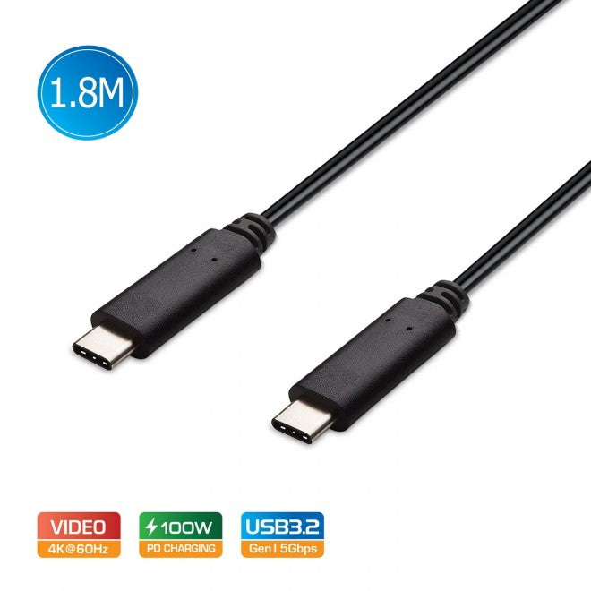 Simplecom CA519 USB-C to USB-C Cable USB 3.2 Gen1 5A 100W PD 4K@60Hz 1.8M - Image 1