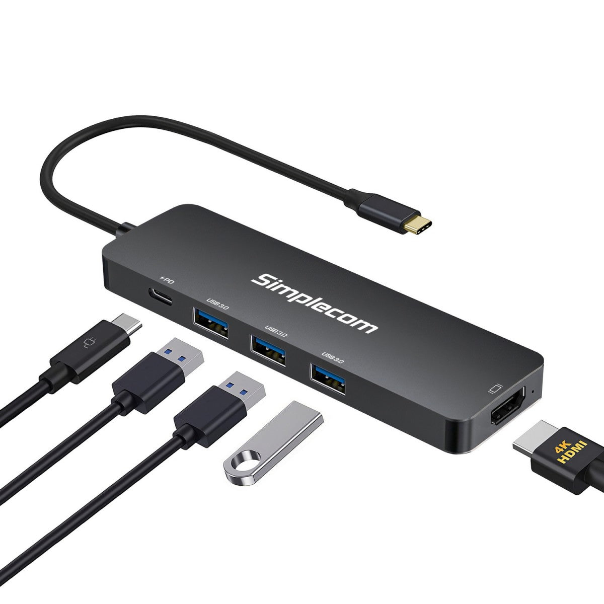 Simplecom CH545 USB-C 5-in-1 Multiport Adapter Docking Station with 3-Port USB 3.0 Hub PD HDMI - Image 2