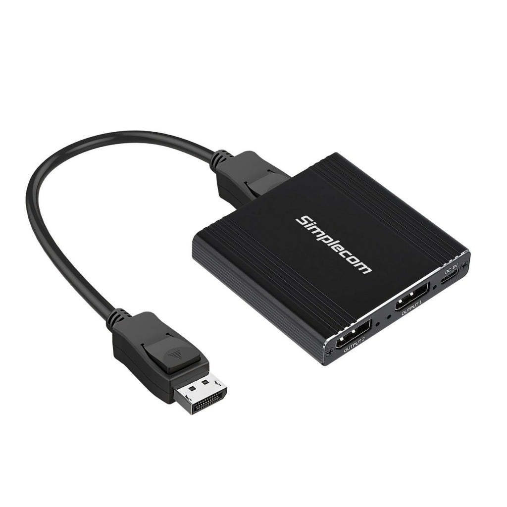 Simplecom CM214 DisplayPort Splitter 1 IN 2 OUT MST Hub for Dual Extended Screens 4K DP 1.4 - Image 1