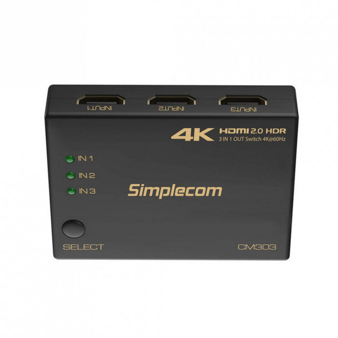 Simplecom CM303 Ultra HD 3 Way HDMI Switch 3 IN 1 OUT Splitter 4K@60Hz - Image 2