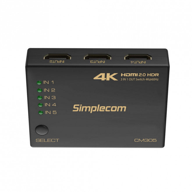 Simplecom CM305 Ultra HD 5 Way HDMI Switch 5 IN 1 OUT Splitter 4K@60Hz - Image 2