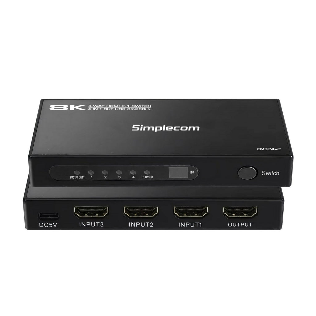 Simplecom CM324v2 4-Port HDMI 2.1 Switch 4 IN 1 OUT Splitter HDCP 2.3 8K@60Hz - Image 3