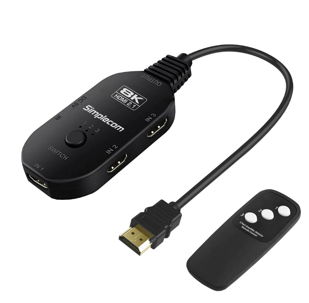 Simplecom CM353 3-Port HDMI 2.1 Switch 3 IN 1 OUT Splitter HDCP 2.3 8K@60Hz - Image 2