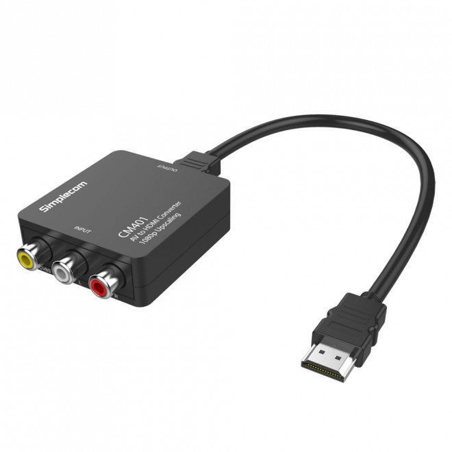 Simplecom CM401 Composite AV CVBS 3RCA to HDMI Video Converter 1080p Upscaling - Image 1