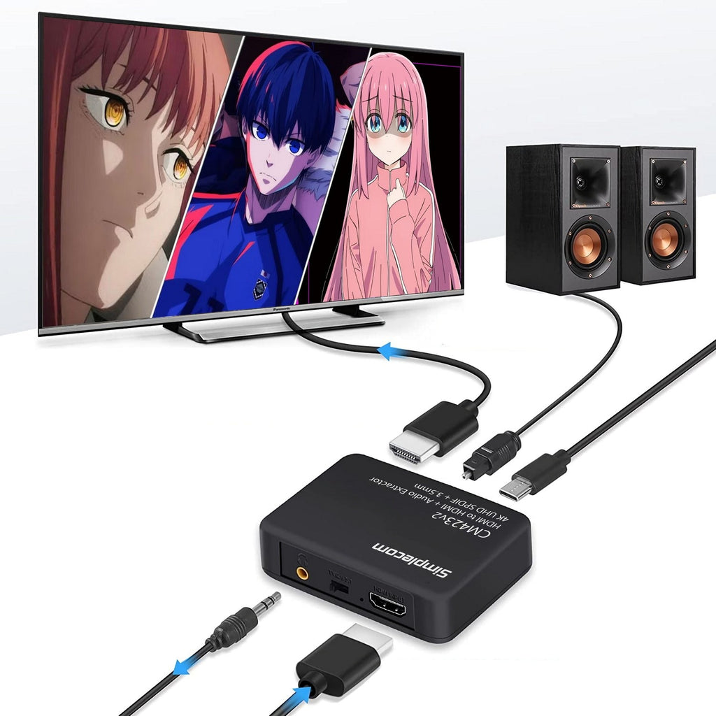 Simplecom CM423v3 HDMI 2.0 Audio Extractor Optical SPDIF + 3.5mm Stereo with ARC 4K@60Hz - Image 4