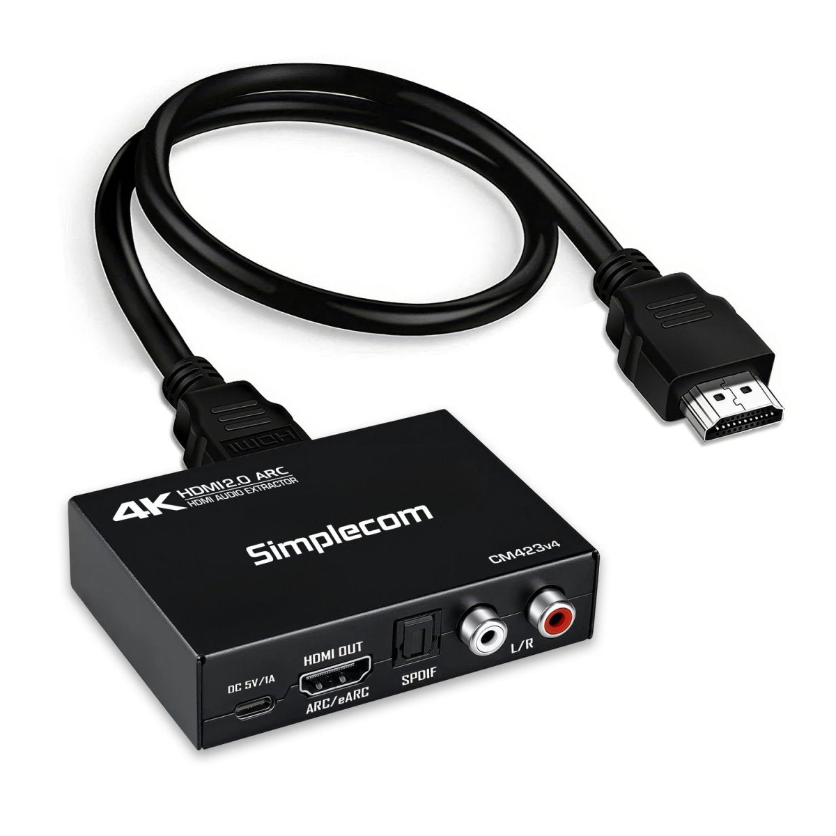 Simplecom CM423v4 HDMI 2.0 Audio Extractor Dual-Mode with ARC/eARC Optical SPDIF 2RCA 3.5mm Stereo 4K@60Hz - Image 1