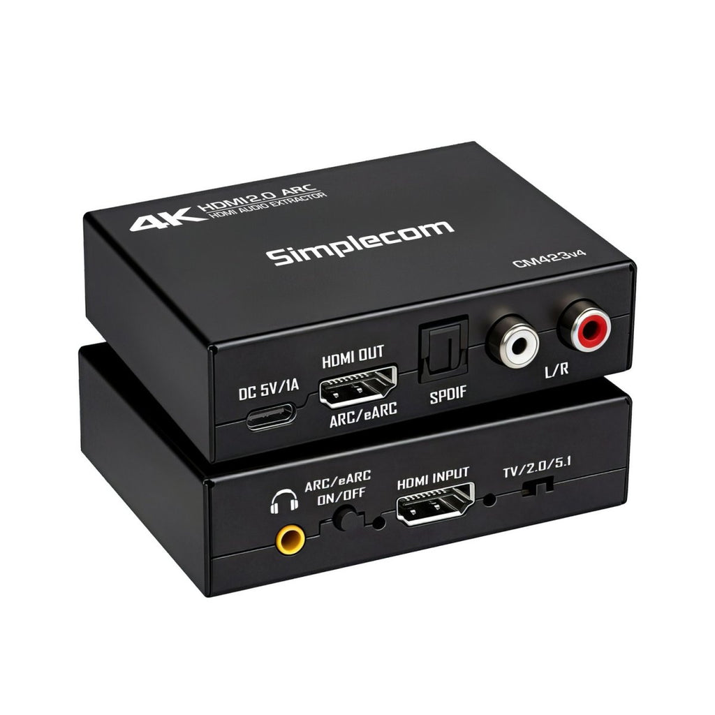 Simplecom CM423v4 HDMI 2.0 Audio Extractor Dual-Mode with ARC/eARC Optical SPDIF 2RCA 3.5mm Stereo 4K@60Hz - Image 2