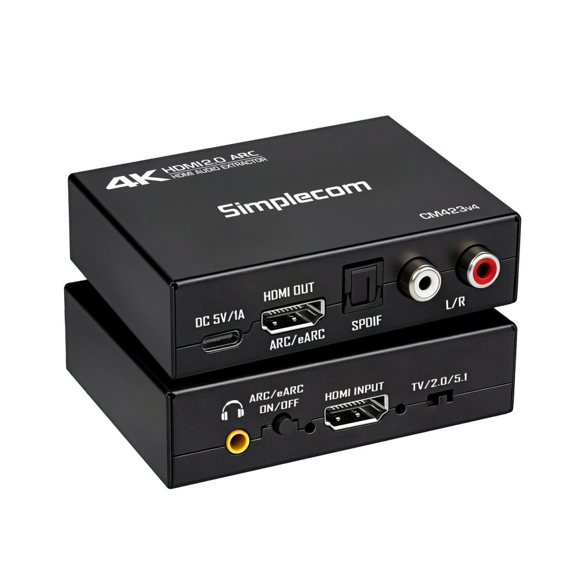 Simplecom CM423v4 HDMI 2.0 Audio Extractor Dual-Mode with ARC/eARC Optical SPDIF 2RCA 3.5mm Stereo 4K@60Hz - Image 2