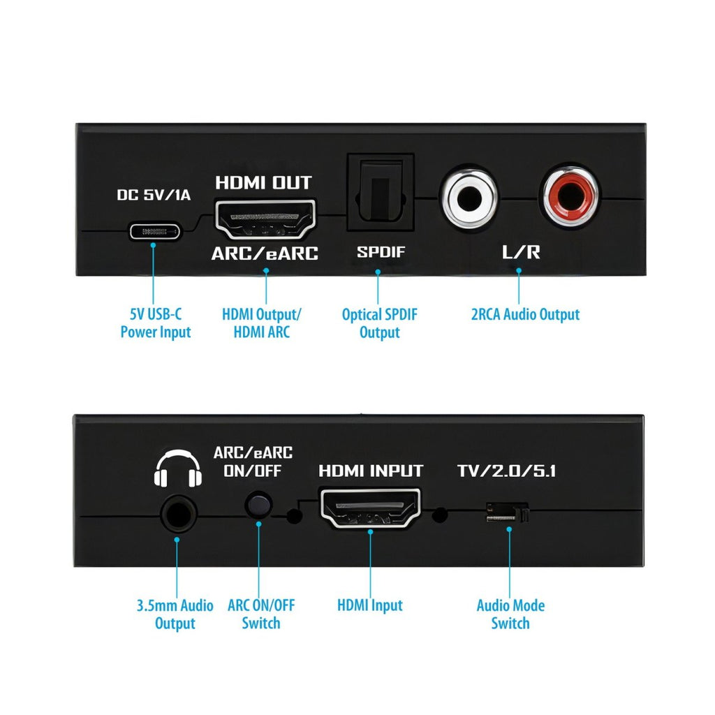 Simplecom CM423v4 HDMI 2.0 Audio Extractor Dual-Mode with ARC/eARC Optical SPDIF 2RCA 3.5mm Stereo 4K@60Hz - Image 3