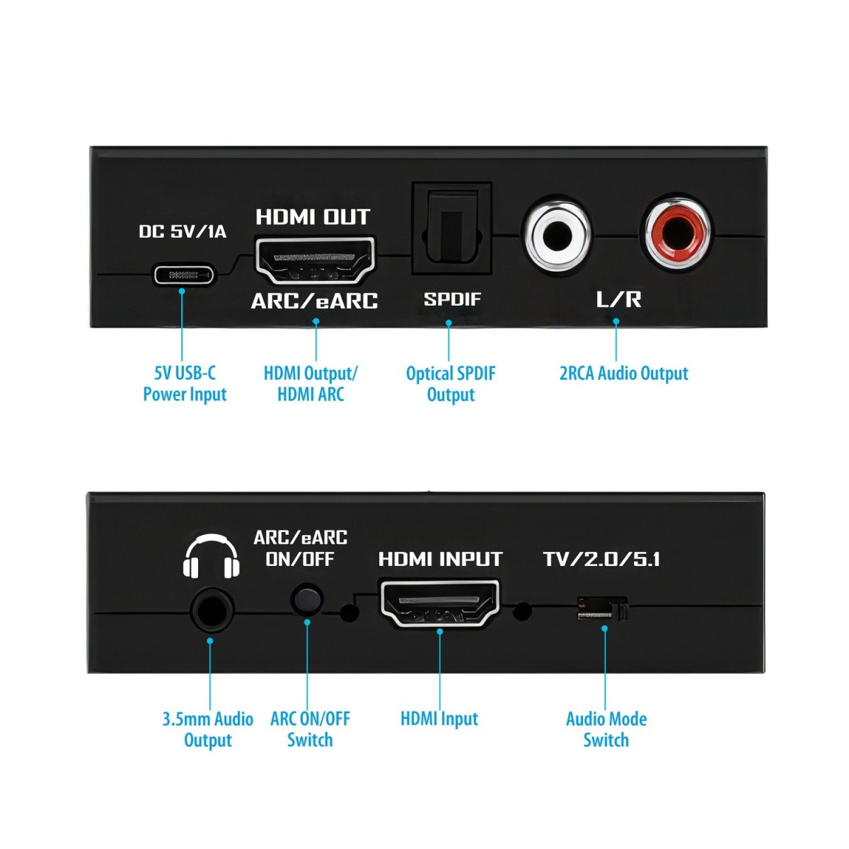 Simplecom CM423v4 HDMI 2.0 Audio Extractor Dual-Mode with ARC/eARC Optical SPDIF 2RCA 3.5mm Stereo 4K@60Hz - Image 3