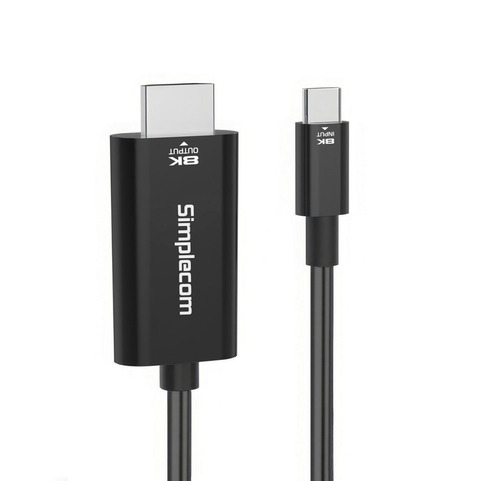 Simplecom DA324 USB-C to HDMI 2.1 Cable 2M, 8K@60Hz, DP1.4 Alt, HDCP1.4/2.3, HDR10, DSC1.1/1.2a, Audio LPCM/AC3/DTS/DTS-HD/Dolby MAT - Image 2
